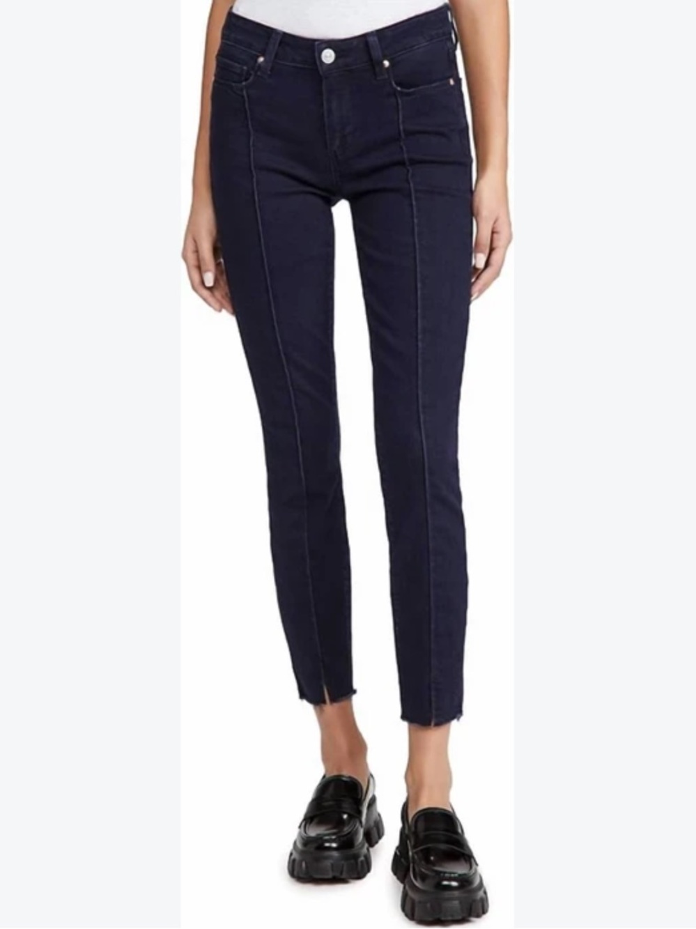 PAIGE Verdugo Ankle Jeans Dark Wash Size 29 Raw Hem Front Seam Skinny Denim